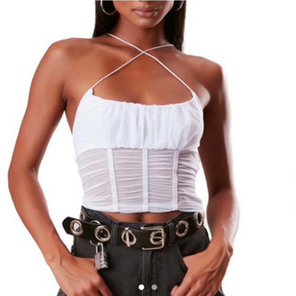 the kript white mesh tank top